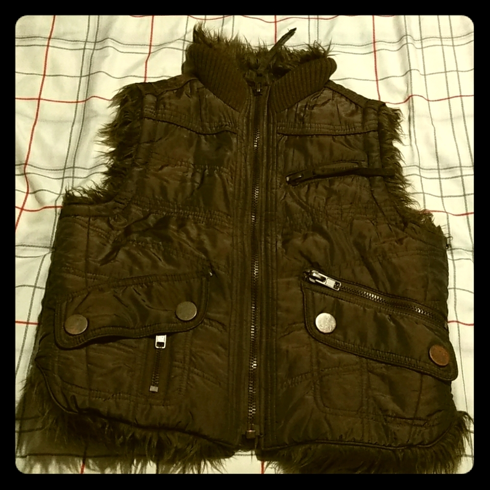 Bke brown faux fur lined vest